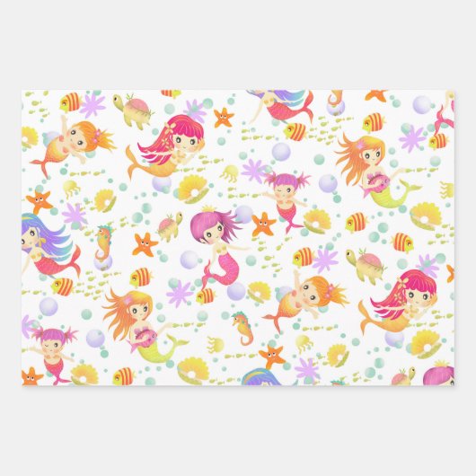 Mermaids White Geschenkpapier Set (Vorderseite 2)