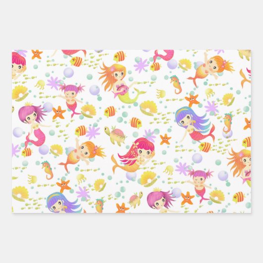 Mermaids White Geschenkpapier Set (Vorderseite)