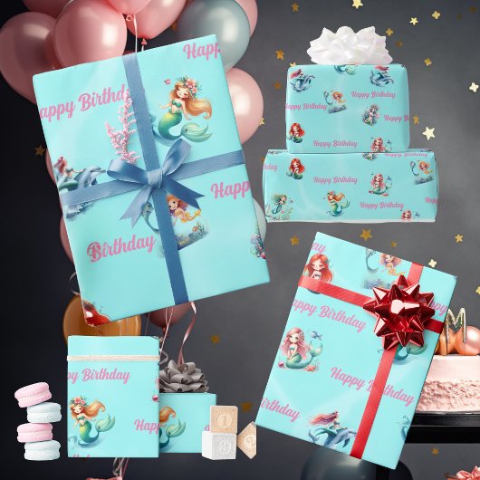 Mermaids Wrapping Paper Kindergeburtstag Party Geschenkpapier