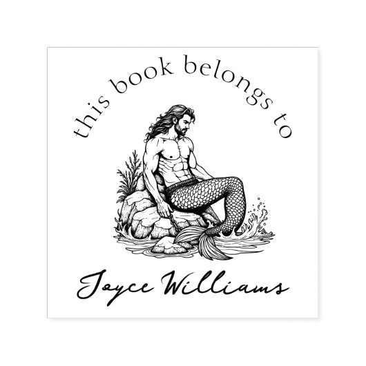 Merman Book Lover Gift "From the Library" Buch Permastempel (Design)