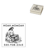 Merman Hunk auf felsigem Schwanz im Meer Wellen Gummistempel (Stempel)