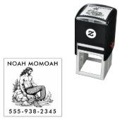 Merman Hunk auf felsigem Schwanz im Meer Wellen Permastempel (Beispiel)