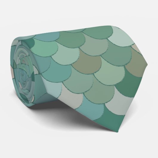 Merman Mermaid Scales Blue Gemusterte Krawatte (Gerollt)