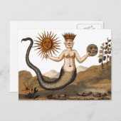 Merman mit drei Gesichtspunkten Mittelaltersymbol Postkarte (Vorne/Hinten)