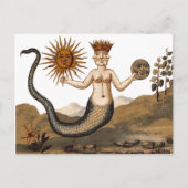 Merman mit drei Gesichtspunkten Mittelaltersymbol Postkarte (Vorderseite)