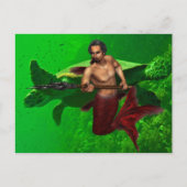 Merman mit Sea Turtle Postcard Postkarte (Vorderseite)