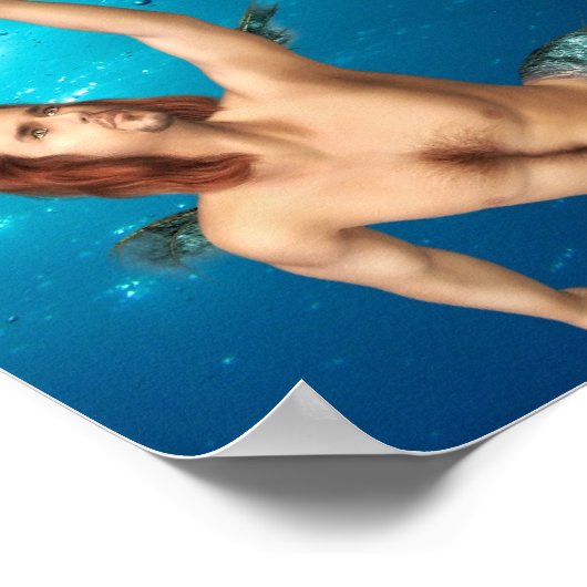 Merman mit Shark Poster (Ecke)