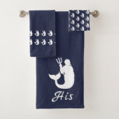 Merman Ocean Blau und Weiß Seine Badhandtuch Set (Insitu)