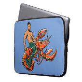 Merman Riding Lobster Laptop Case (Vorderseite Links)