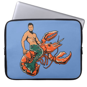 Merman Riding Lobster Laptop Case