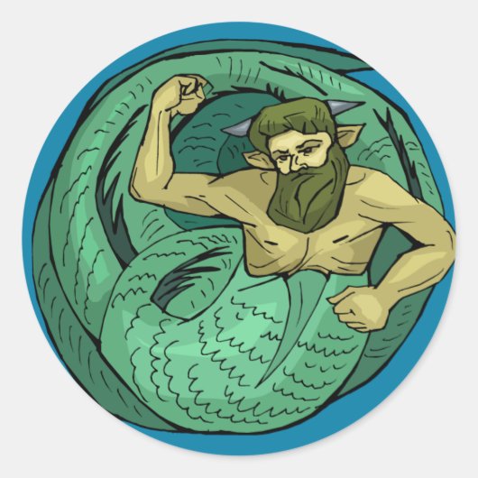 Merman Runder Aufkleber (Vorderseite)