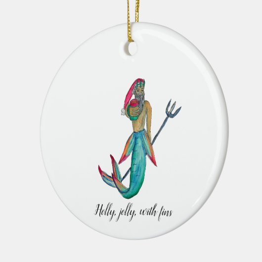 Merman Santa Keramik Ornament (Links)