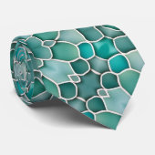 Merman Sea Glass Green Aquamarin & Aqua Ocean Them Krawatte (Gerollt)