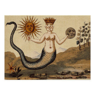 Merman Sun und Moon Symbol Poster