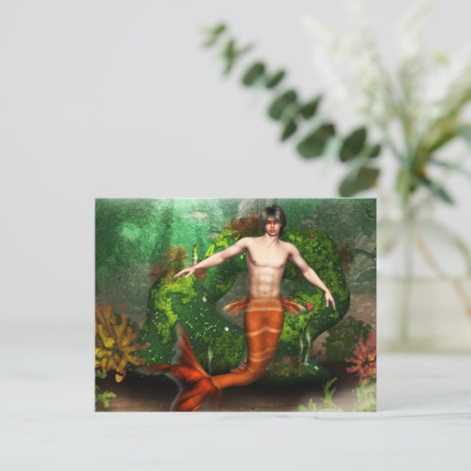 Merman Swimming Postcard Postkarte (Stehend Vorderseite)