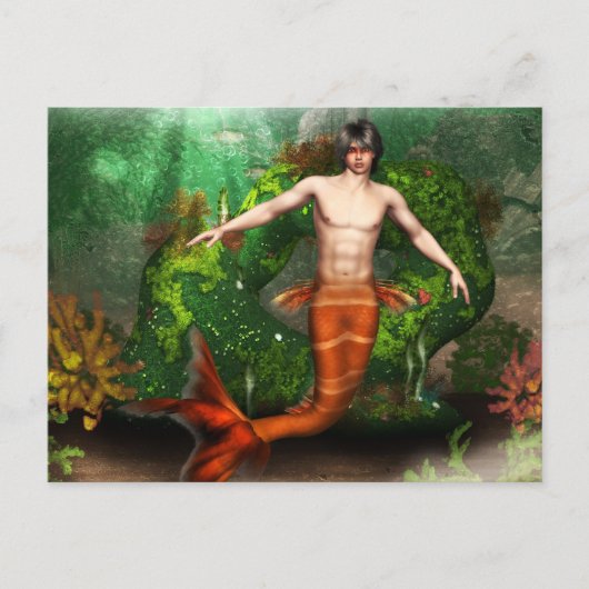 Merman Swimming Postcard Postkarte (Vorderseite)