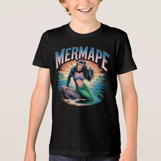 Mermape Illustration Combo Creature Funny Tri-Blend Shirt (Vorderseite)