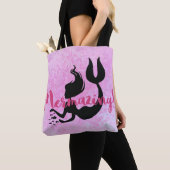 Mermazing Meerjungfrau-Silhouette-Rosa gemasert Tasche (Von Nahem)
