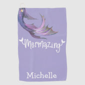 Mermazing Mermaid Schwanz Lila Personalisiert Golfhandtuch (Vorderseite)