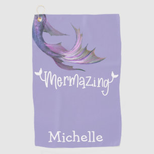 Mermazing Mermaid Schwanz Lila Personalisiert Golfhandtuch