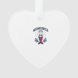 Mermeowica Patriotisches Katze Meerjungfrau Shirt  Ornament