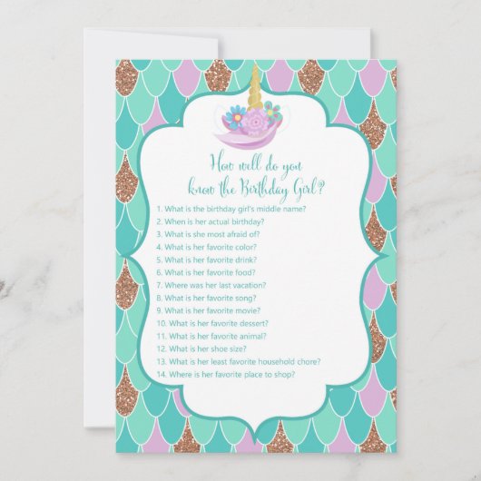 Mermicorn Birthday Girl Game 12x18" Einladung (Vorderseite)