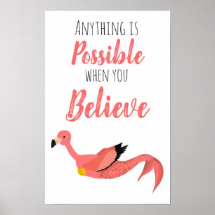 Mermingo: Mermaid Flamingo Inspiration Zitat Poster