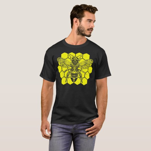Merovingian BEE Masonic Style Design Honeycomb T-Shirt (Vorne ganz)