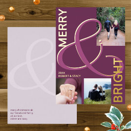 Merre und helle Typografie 3 Foto Lila Gold Folien Feiertagskarte