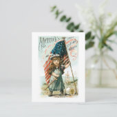 Merricks Thread Mädchen mit USA-Flagge Postkarte (Stehend Vorderseite)