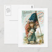 Merricks Thread Mädchen mit USA-Flagge Postkarte (Vorne/Hinten)