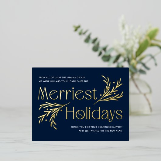 Merridays FOIL Business Holiday Postkarte (Stehend vorne)