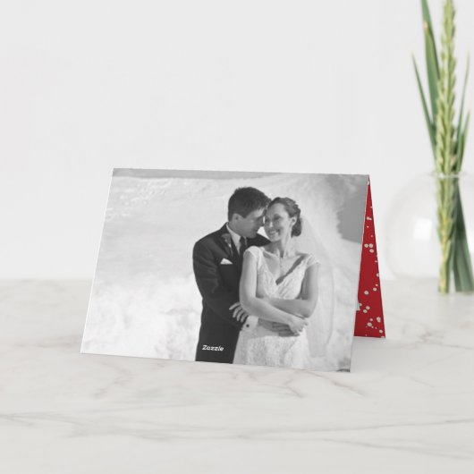 Merried Christmas Holly Mistletoe 3 Foto Wedding Ankündigung (Rückseite)