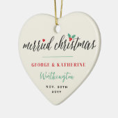Merried Christmas Holly Mistletoe Foto Wedding Keramik Ornament (Links)