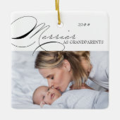 Merrier als Großeltern Foto Elegante Kalligraphie Keramikornament (Vorderseite)