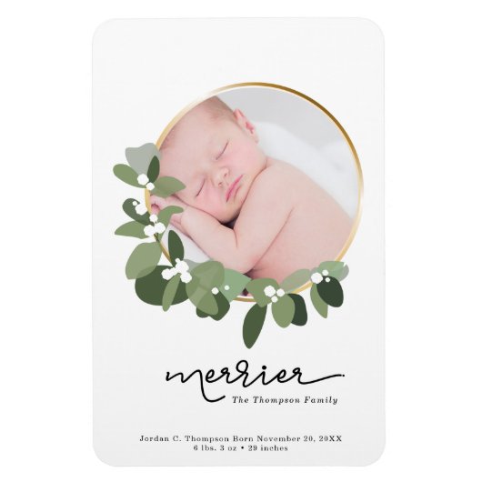 Merrier Christmas Baby Geburtserklärung Magnet (Vertikal)
