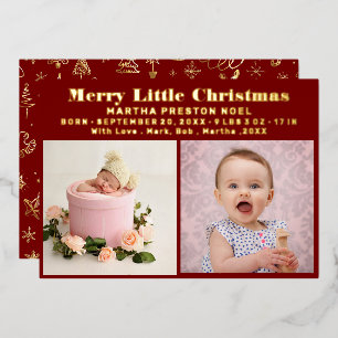 Merrier Little Christmas 3 Foto New Baby Gold Folien Feiertagskarte