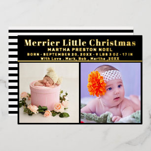 Merrier Little Christmas 3 Foto New Baby Gold Folien Feiertagskarte