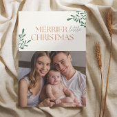 Merrier Little Christmas One Foto Greenery Karte
