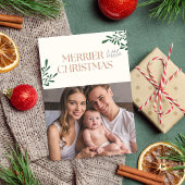 Merrier Little Christmas One Foto Greenery Karte