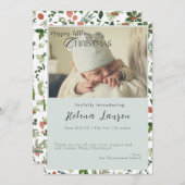 Merrier Little Christmas Simple Birth Ankündigung (Vorne/Hinten)