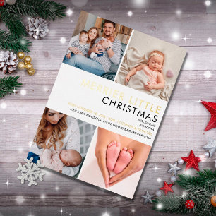 Merrier Little Foto Gold Foil Geburtserklärung Folien Feiertagskarte
