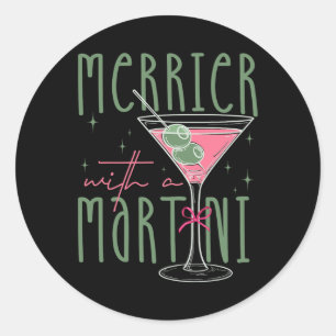 Merrier mit einem Martini Martini Schwanz Gles Xma Runder Aufkleber