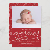 Merrier Newborn Erste Weihnachtsankündigung Feiertagskarte (Vorne/Hinten)