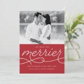 Merrier Pregnancy Ankündigung Weihnachtskarte (Stehend Vorderseite)