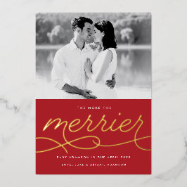 Merrier Pregnancy Announction Foil Holiday Card Folien Feiertagskarte