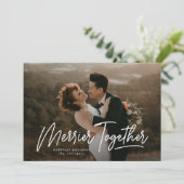 Merrier Together Calligraphy Foto Feiertagskarte (Stehend Vorderseite)