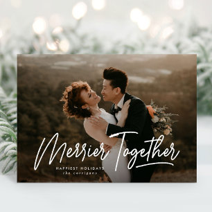 Merrier Together Calligraphy Foto Feiertagskarte