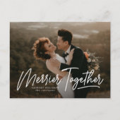 Merrier Together Calligraphy Foto Feiertagspostkarte (Vorderseite)