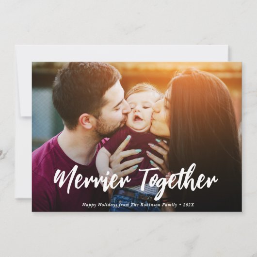 merrier together christmas holiday card feiertagskarte (Vorderseite)